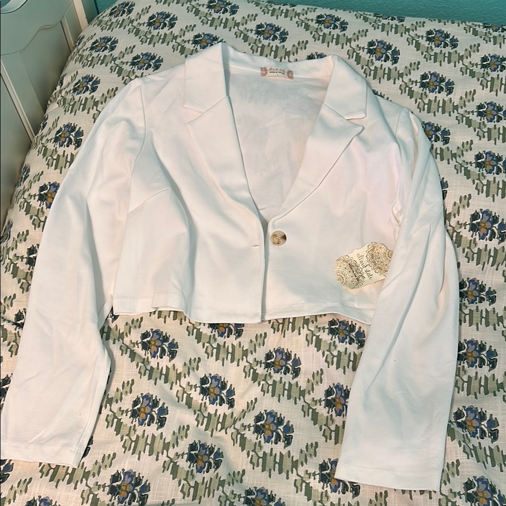 Women's White Cropped Jacket